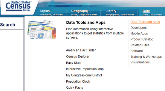 Figure 1: Census data tools and apps
