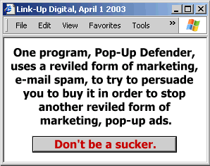 Not a REAL pop-up ad!