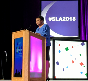 Librarian of Congress Carla Hayden addresses an adoring crowd at SLA.