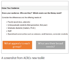 A screenshot from ACRL's new toolkit.