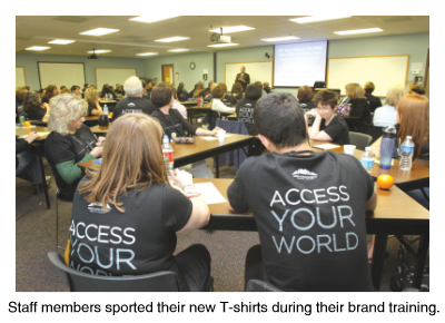 Staff members sported their new T-shirts during their brand training.