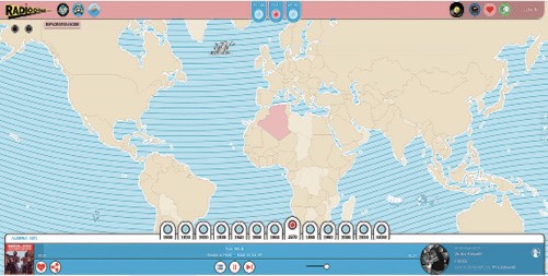 Radiooooo maps countries and decades against music.