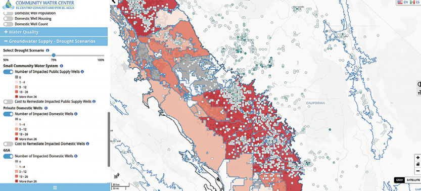 The drought scenario in Southern California as mapped by the Community Water Center