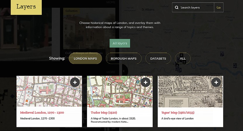 The British Library’s Layers of London maps shows the history of the city.