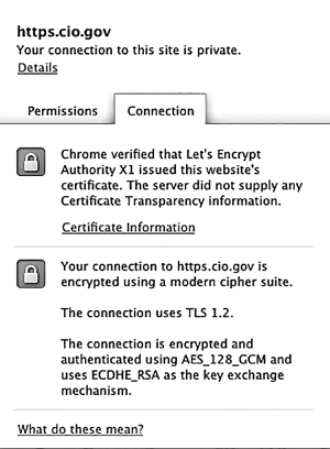 The cio.gov website passes the Let’s Encrypt test.