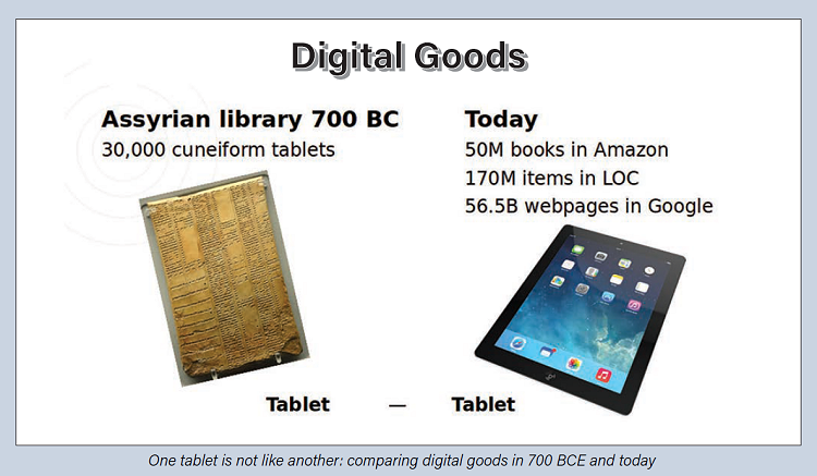 One tablet is not like another: comparing digital goods in 700 BCE and today.