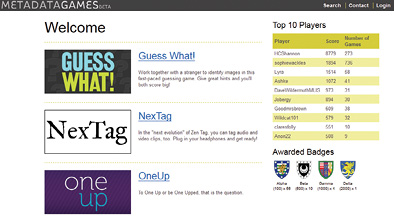 Metadata Games website