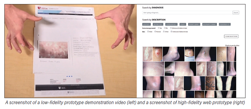 A screenshot of a low-fidelity prototype demonstration video (left) and a screenshot of high-fidelity web prototype (right)