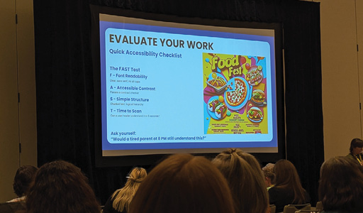 An example of poor poster design shown at the accessible design session.