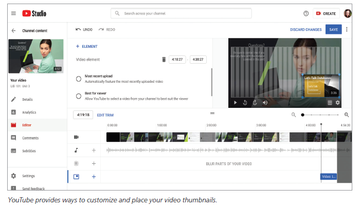 YouTube provides ways to customize and place your video thumbnails.