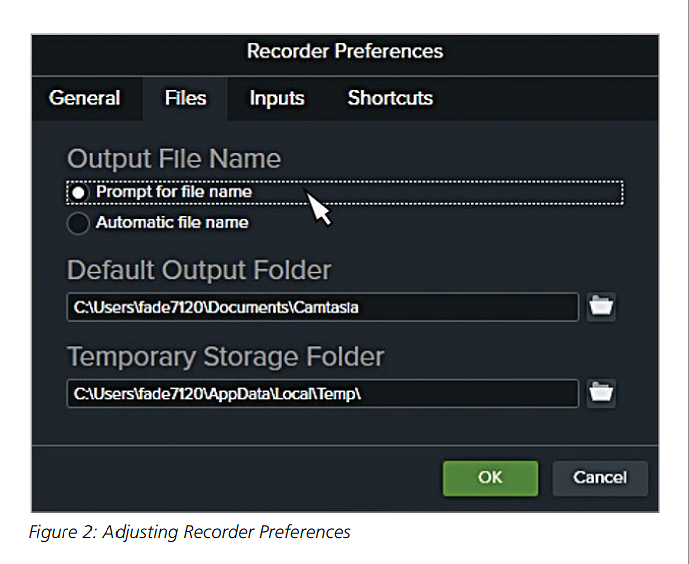 Figure 2: Adjusting Recorder Preferences