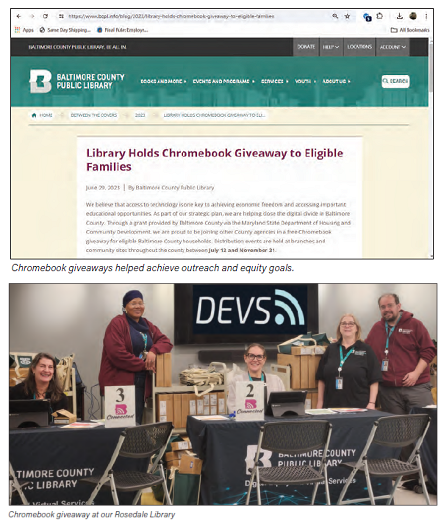 Chromebook giveaways helped achieve outreach and equity goals.