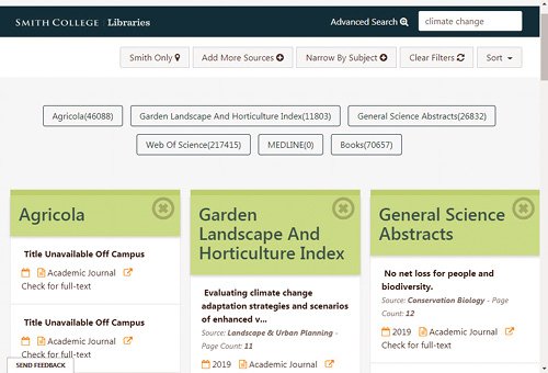 Curated boxes connect subject terms with databases. Curated boxes connect subject terms with databases.