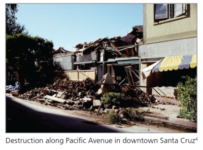 Destruction along Pacific Avenue in downtown Santa Cruz
