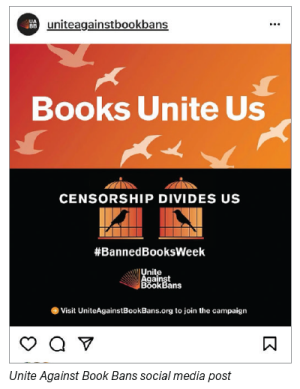 Unite Against Book Bans social media post