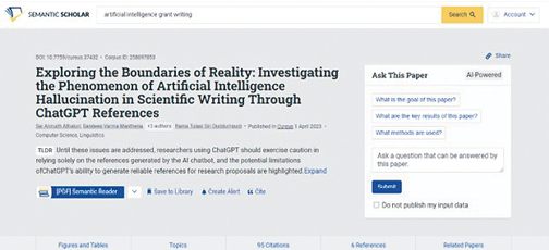 Screenshot of search page of the Semantic Scholar website Screenshot of search page of the Semantic Scholar website