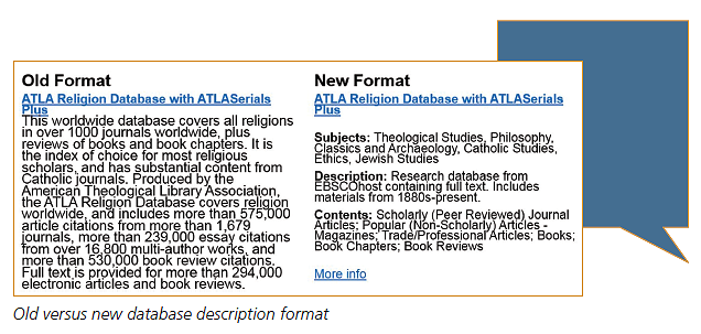 Old versus new database description format