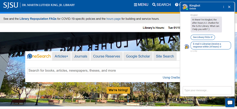 Dr. Martin Luther King Jr. Library’s website Dr. Martin Luther King Jr. Library’s website