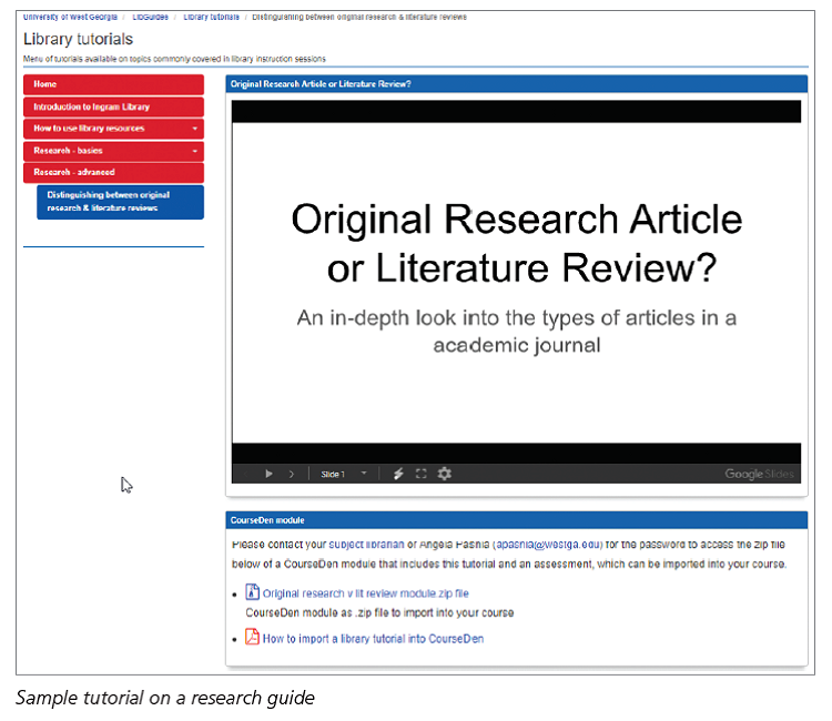 Sample tutorial on a research guide