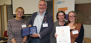 Winners from HMP Norwich at the award ceremony with CILIP Honorary Fellow Chris Riddell (second from left).