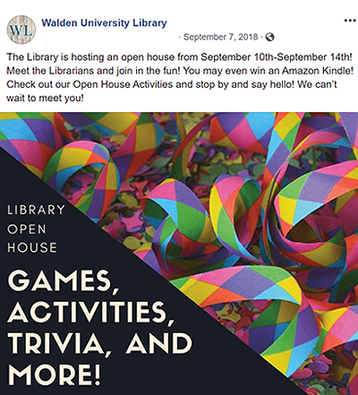 One of the first announcements the library posted on its Facebook page. One of the first announcements the library posted on its Facebook page.
