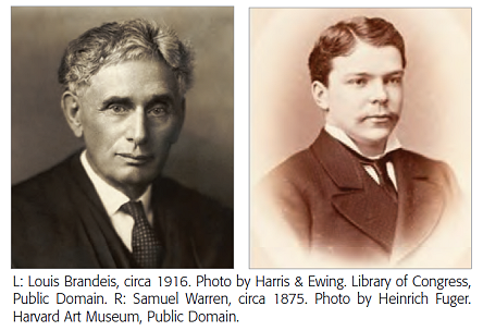 L: Louis Brandeis, circa 1916. Photo by Harris & Ewing. Library of Congress, Public Domain. R: Samuel Warren, circa 1875. Photo by Heinrich Fuger. Harvard Art Museum, Public Domain.