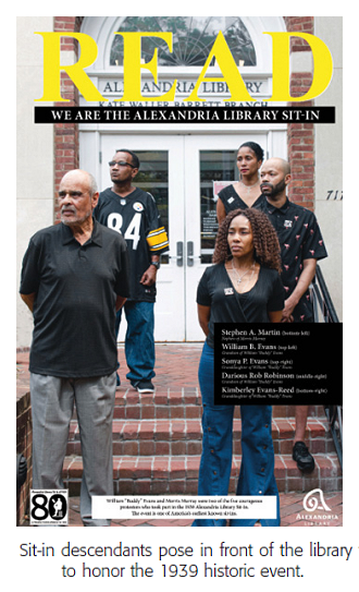 Sit-in descendants pose in front of the library to honor the 1939 historic event.