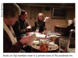 Books on Tap members meet in a private room at The Landmark Inn - Photos by Celina Preston (Click for larger image)