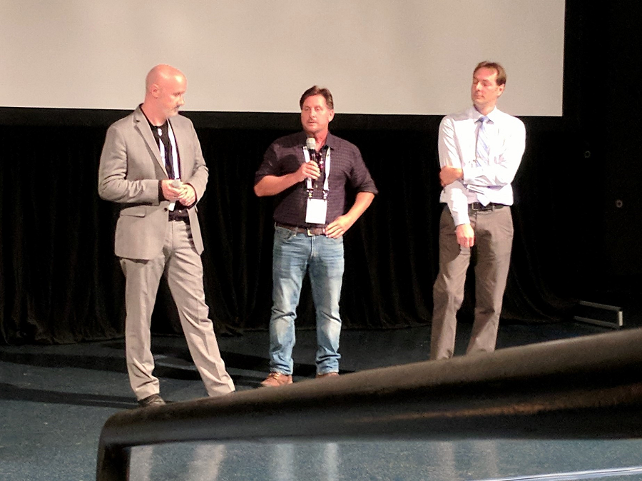 After the film, author Ryan J. Dowd (left), actor/director/writer Emilio Estevez, and PLCHC staffer Chris Rice held an hour-long Q&A session with the audience.